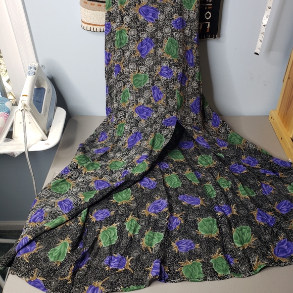 Revolve Line & Dot Dark Floral Crepe High Slit Maximalist Maxi Event Date Dress - Picture 12 of 13